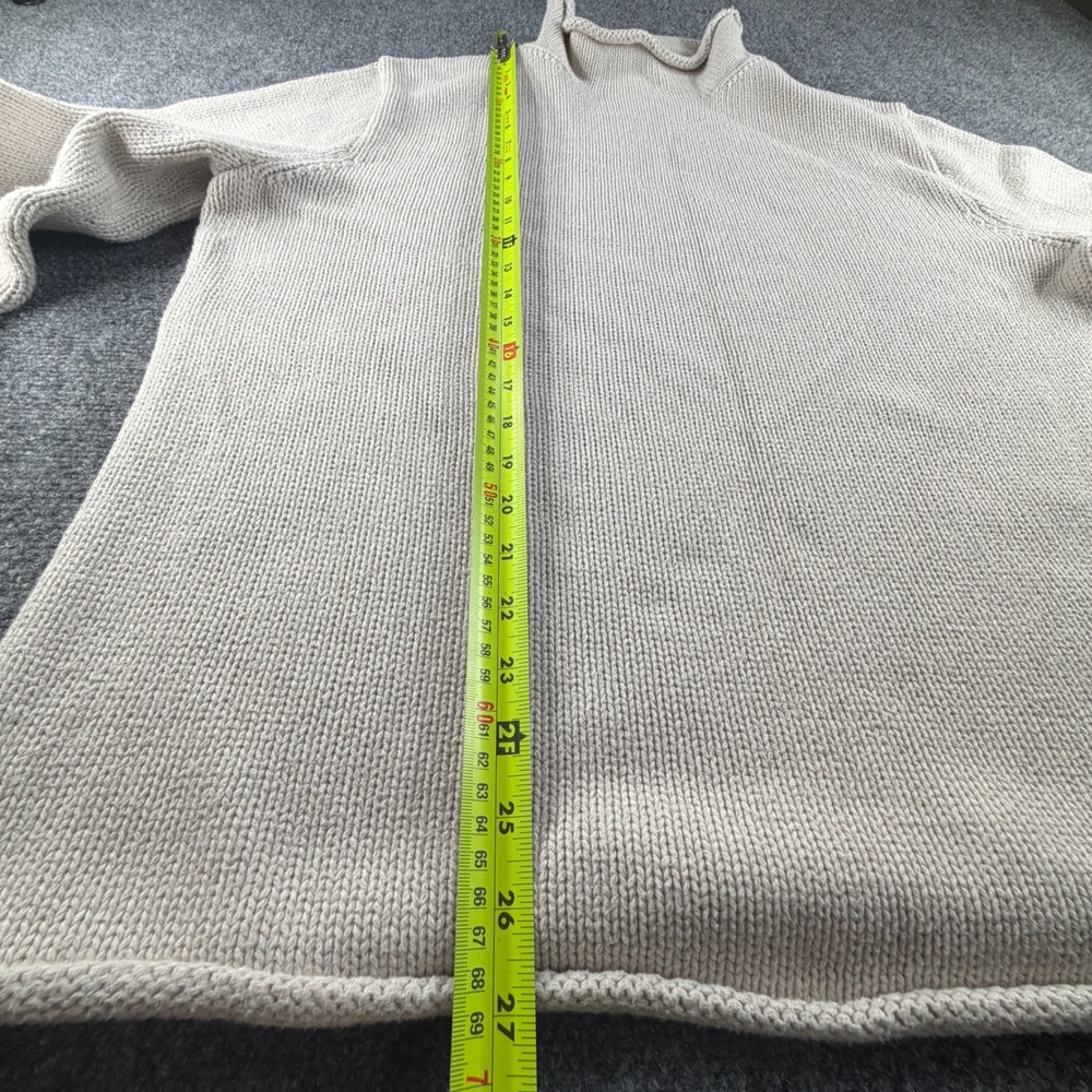 J. Crew Always Mens Large Oatmeal Beige Roll Neck Chunky Cotton Knit Sweater - Picture 4 of 6